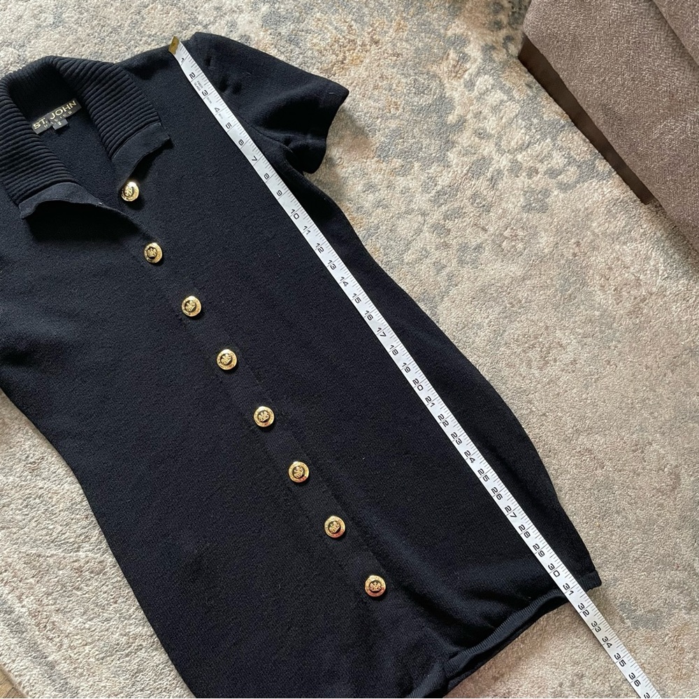 St. John Black Wool Knit Collared Button Down Min… - image 7